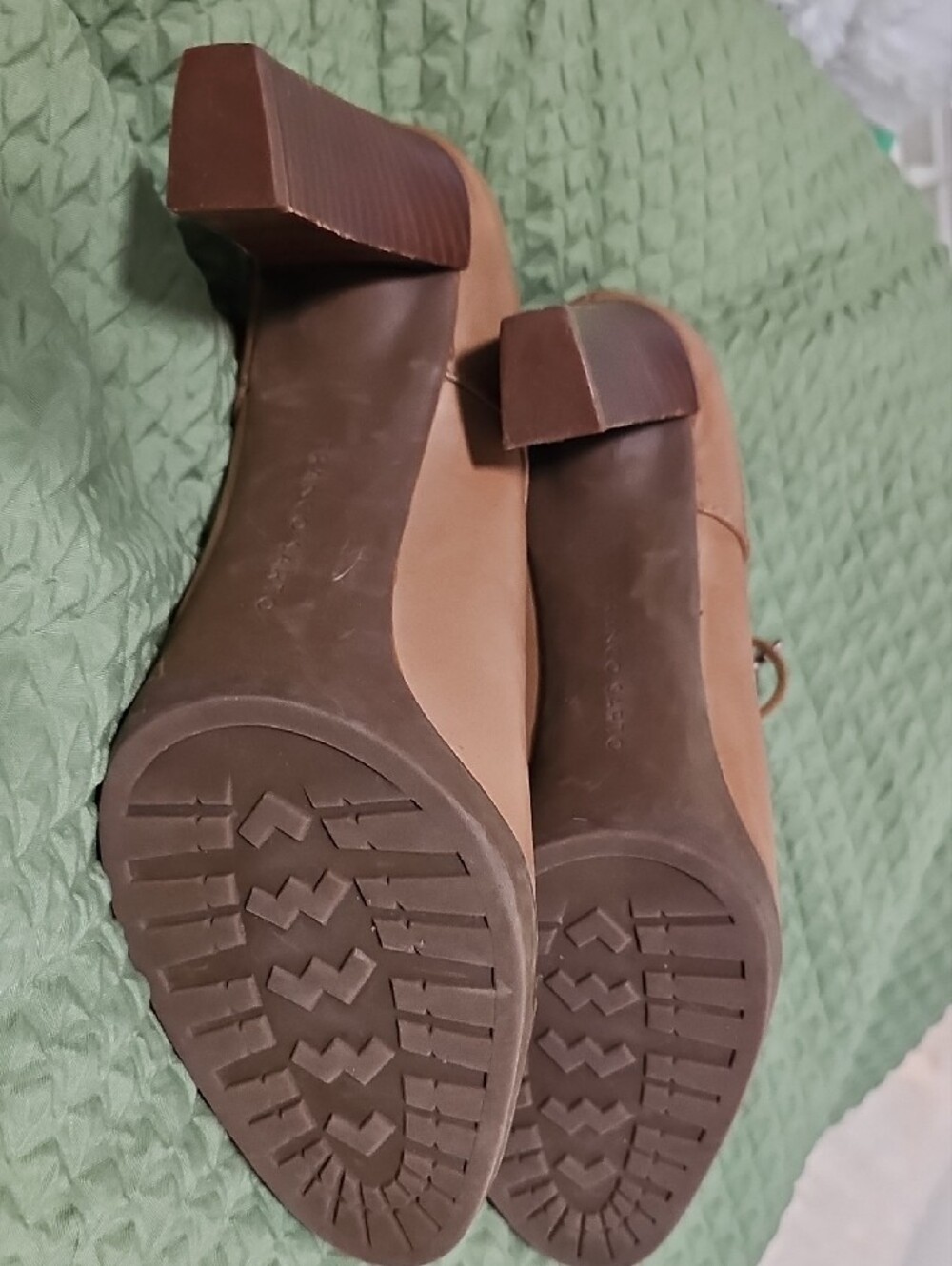 Franco Sarto Tan Lace-Up Stacked Heel Oxfords - Picture 3 of 7